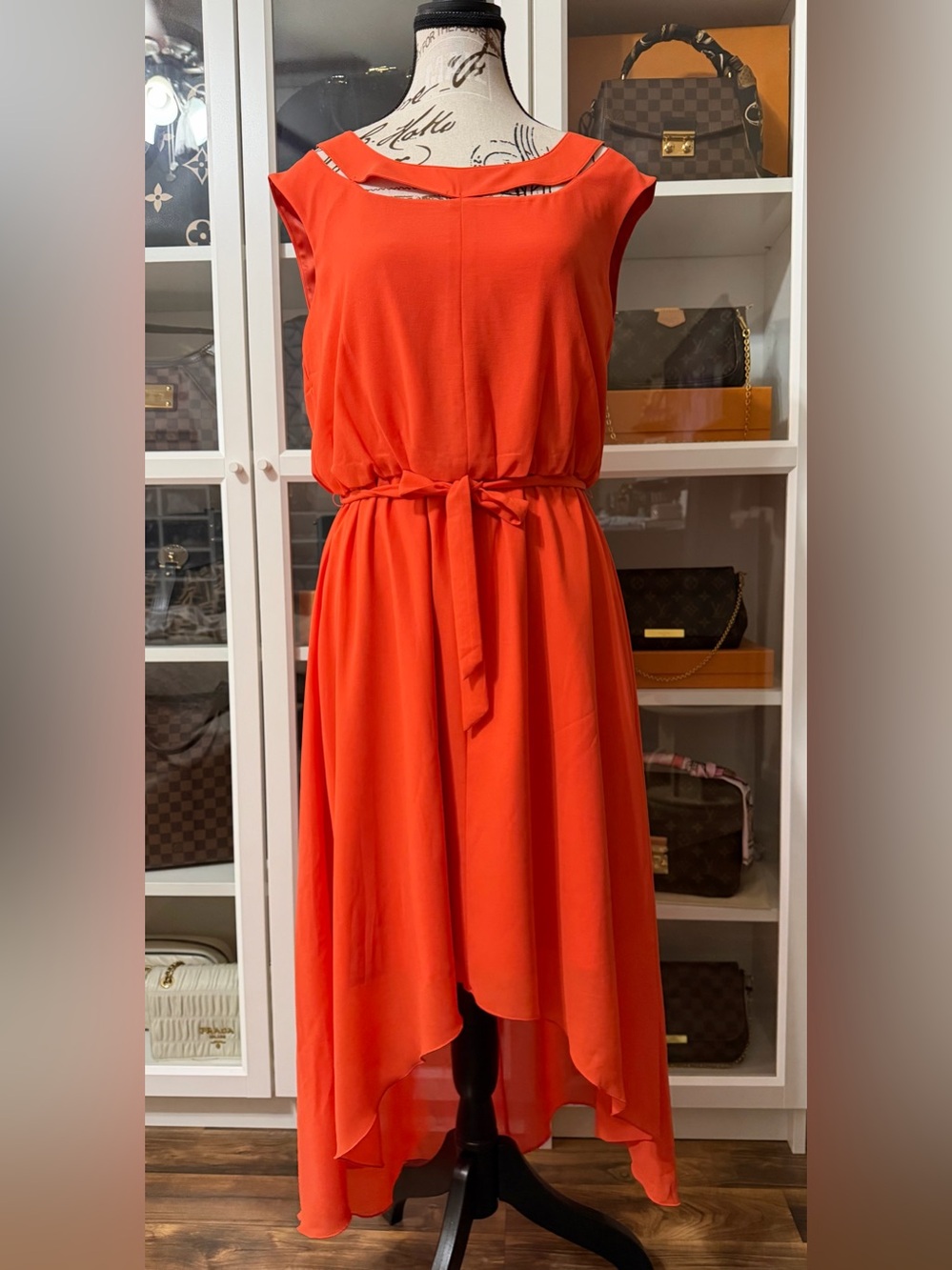 Jessica Simpson Orange High-Low Tie-Waist Dress